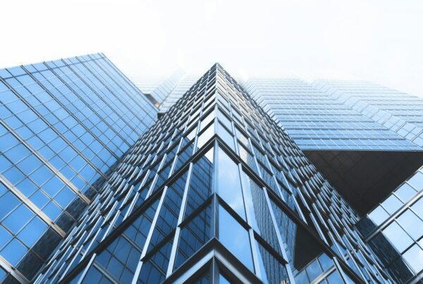 low angle photography curtain wall buildings